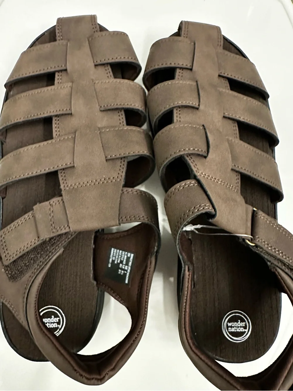 wonder nation Men's Taupe Brown Fisherman-Style Sandals
